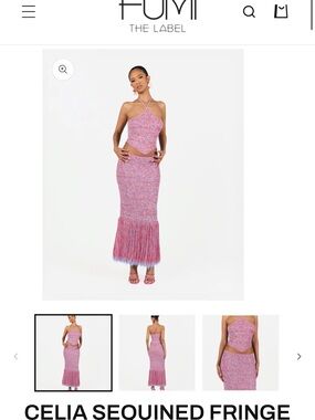 Pink Celia Sequined Fringe Maxi Dress